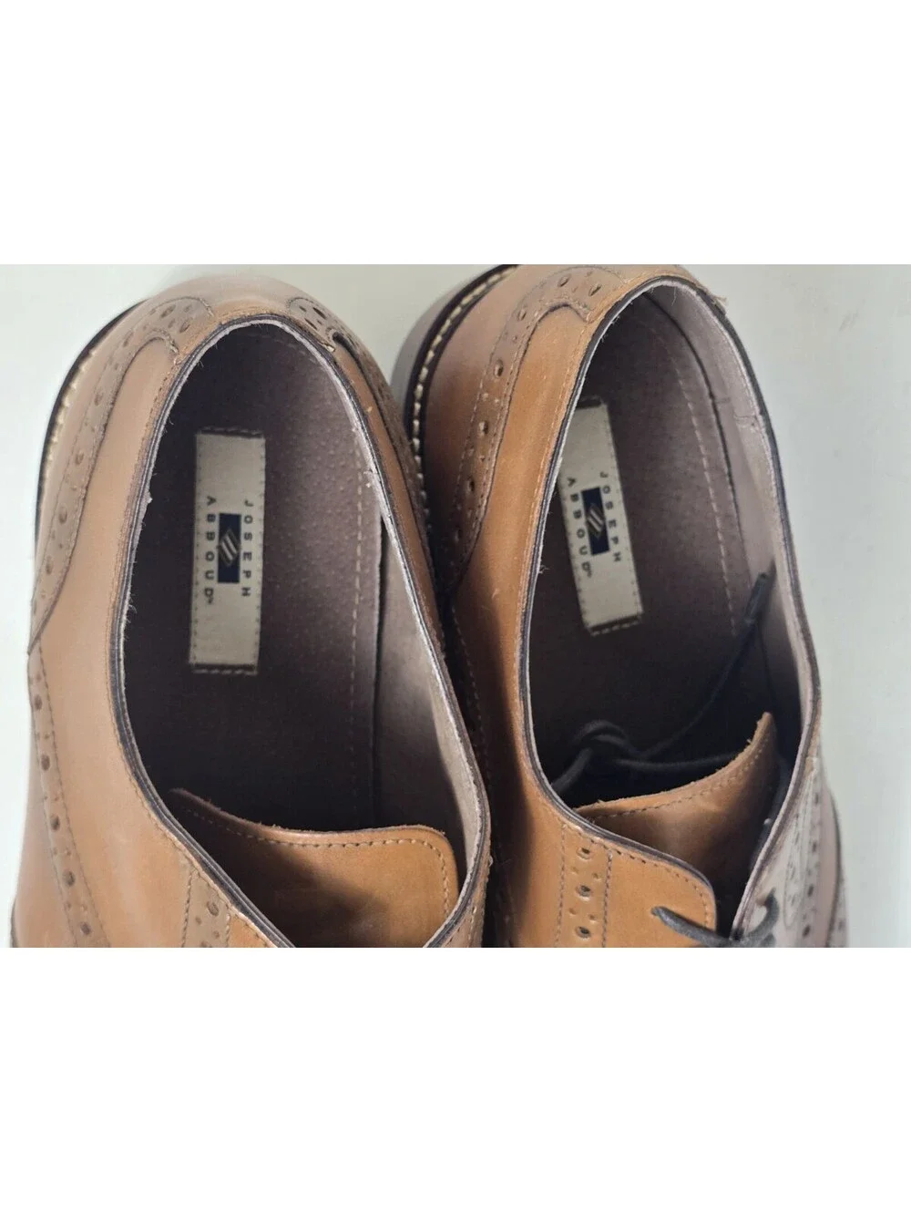 Joseph Abboud Mens Brown Leather Oxford Dress Wingtips Shoes Lace Up Size 13 D